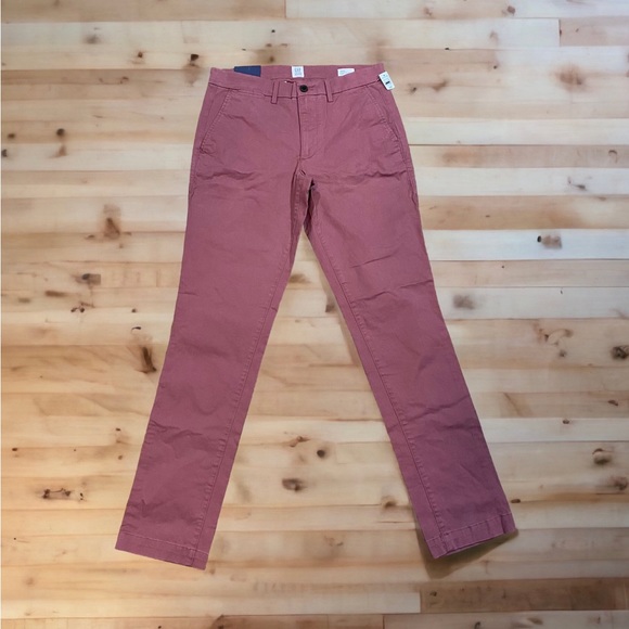 GAP Essential Skinny Khaki Trousers GapFlex Red Mens Size 30x32 Slim Leg Stretch - Picture 1 of 6